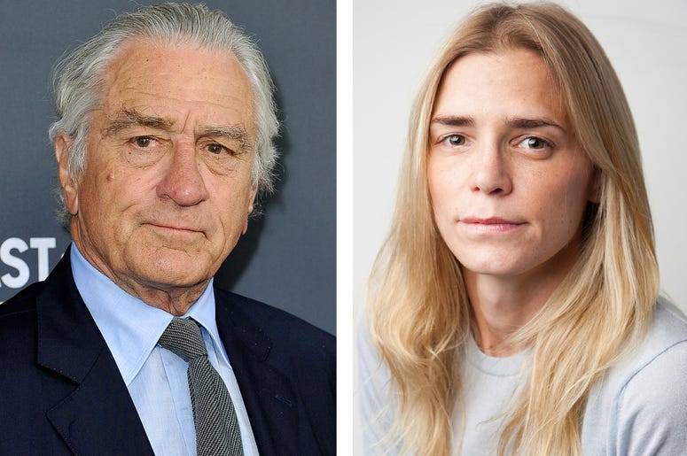 AP19276499518285 This combination photo shows Robert De Niro at the Comedy Central roast of Alec Baldwin in Beverly Hills, Calif., on Sept. 7, 2019, left, and Chase Robinson, a former employee of Robert De Niro's company, Canal Productions in New York on Oct. 2, 3019. (AP