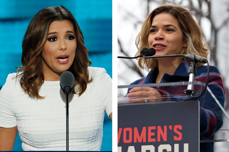 Eva Longoria and America Ferrera In this July 25, 2016, file photo, actress Eva Longoria speaks during the first day of the Democratic National Convention in Philadelphia. (AP Photo/J. Scott Applewhite, File)