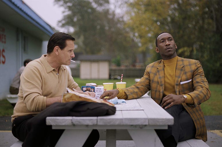 Viggo Mortensen and Mahershala Ali in 'Green Book' Viggo Mortensen and Mahershala Ali in 'Green Book' (Photo credit: © 2018 Universal Pictures. All Rights Reserved)