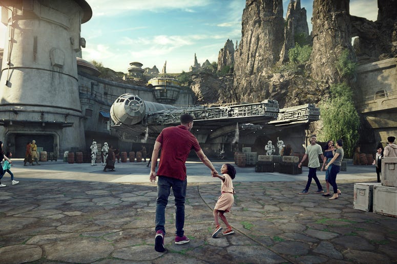 Smuggler's Run at Star Wars: Galaxy's Edge inside the Disneyland Resort Star Wars: Galaxy's Edge will open May 31, 2019, at Disneyland Park in Anaheim, California, and Aug. 29, 2019, at Disney's Hollywood Studios in Lake Buena Vista, Florida. At 14 acres each, Star Wars: Galaxy's Edge will be Disney's largest single-themed la