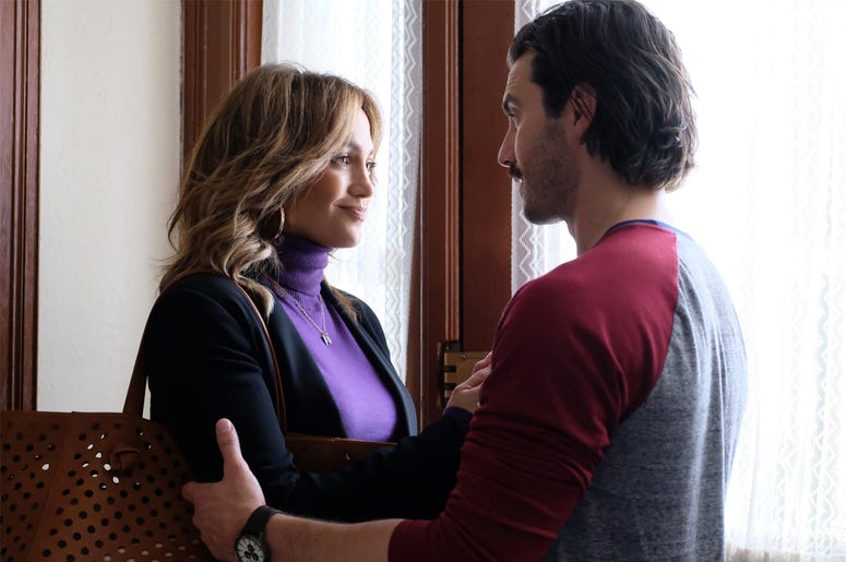 Jennifer Lopez and Milo Ventimiglia in "Second Act" Jennifer Lopez and Milo Ventimiglia in "Second Act"