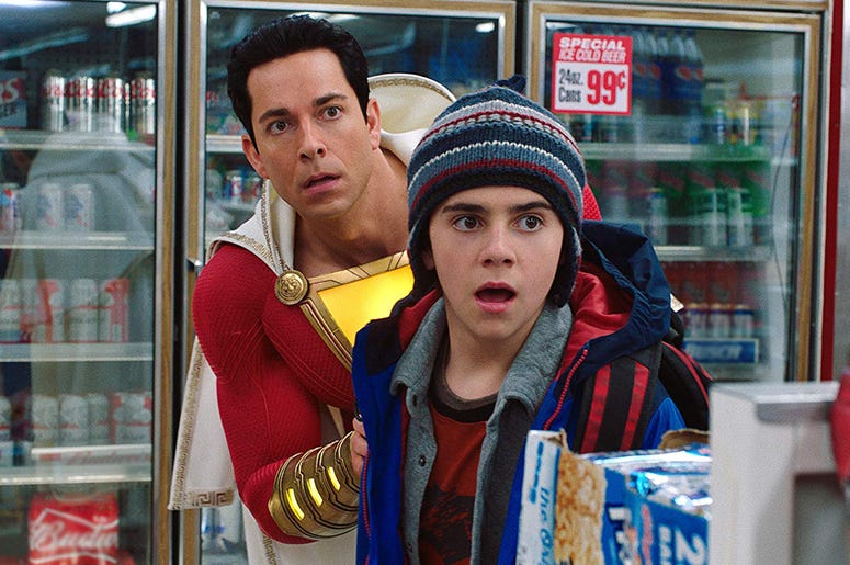 Zachary Levi and Jack Dylan Grazer in "Shazam!" Zachary Levi and Jack Dylan Grazer in "Shazam!" (Photo credit: Warner Bros)
