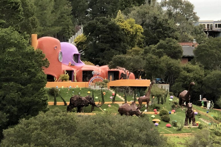 Iconic "Flintstones" house in Hillsborough Iconic "Flintstones" house in Hillsborough (Photo credit: Jennifer Hodges/KCBS Radio)