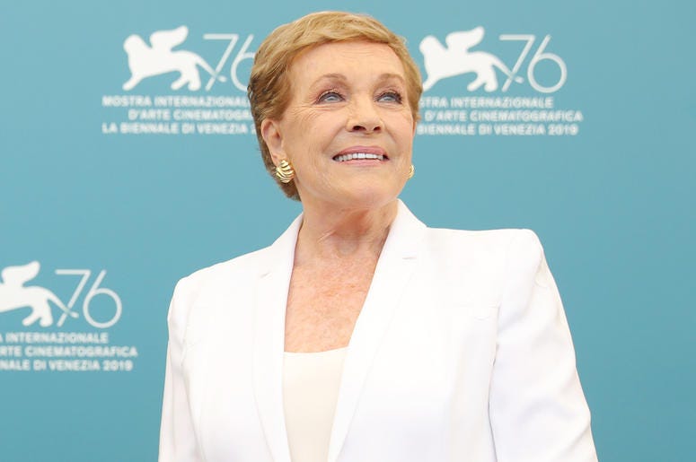 Julie Andrews VENICE, ITALY - SEPTEMBER 03: Dame Julie Andrews attends the Golden Lion for Lifetime Achievement photocall during the 76th Venice Film Festival on September 03, 2019 in Venice, Italy. (Photo by Vittorio Zunino Celotto/Getty Images)