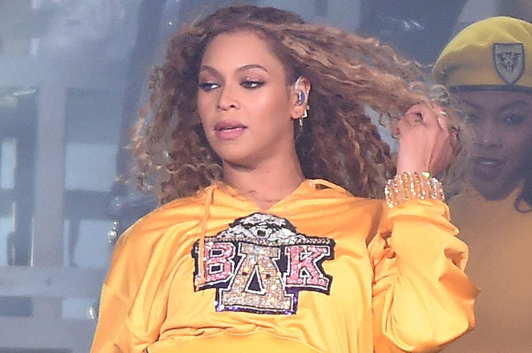 Beyoncé INDIO, CA - APRIL 14: Beyoncé performs at the 2018 Coachella Valley Music And Arts Festival at Indio Polo Grounds on April 14, 2018 in Indio, California. (Photo by Frank Micelotta/PictureGroup/Sipa USA)