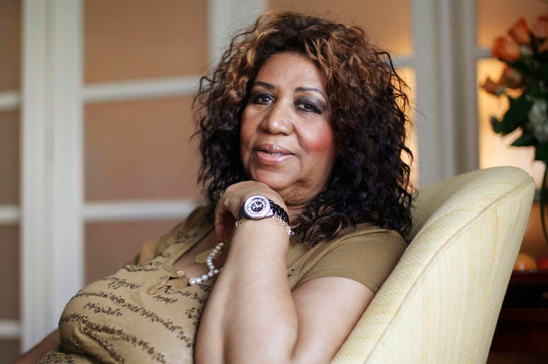 AP18226595000572 In this July 26, 2010 file photo, soul singer Aretha Franklin poses for a portrait in Philadelphia. Stevie Wonder visited an ailing Aretha Franklin at her home in Detroit on Tuesday, Aug. 14, 2018. Franklin’s publicist Gwendolyn Quinn said Tuesday that th