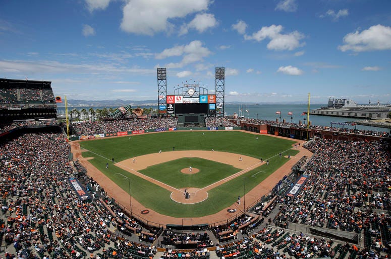 AP19035223664833 This June 15, 2016, file photo shows AT&T Park from an overhead view as the San Francisco Giants play the Milwaukee Brewers during a baseball game in San Francisco. The Oakland Raiders are in talks with the Giants about playing their home games next seaso