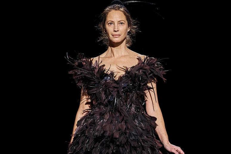 AP19045084655523 Christy Turlington Burns walks the runway in Marc Jacobs collection during Fashion Week in New York, Wednesday, Feb. 13, 2019. (AP Photo/Andres Kudacki)