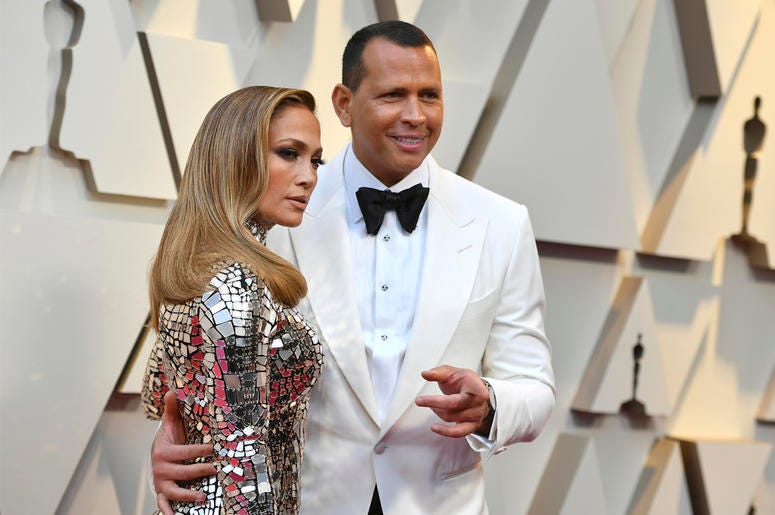 AP19081534090968 In this Feb. 24, 2019 file photo, Jennifer Lopez, left, and Alex Rodriguez arrive at the Oscars at the Dolby Theatre in Los Angeles. (Photo by Jordan Strauss/Invision/AP, File)