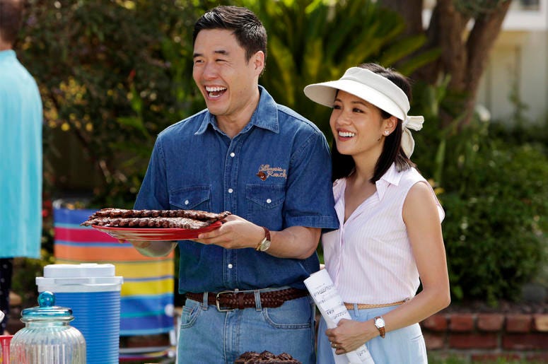 AP19120729280069 In this image released by ABC, Randall Park, left, and Constance Wu appear in a scene from the new comedy series "Fresh Off the Boat." (Nicole Wilder/ABC via AP)