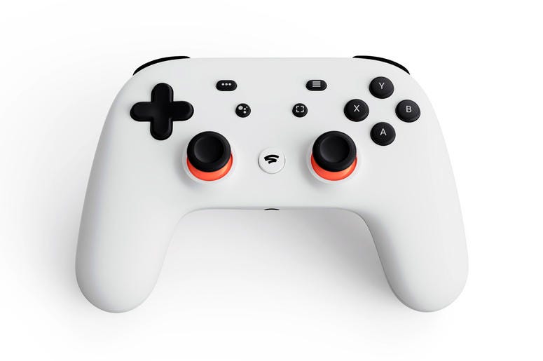 AP19156533151358 This undated image provided by Google shows the controller for a video-game streaming platform called Stadia. (Google via AP, File)