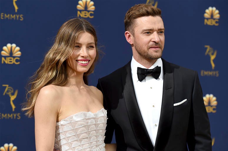 AP19339558453568 In this Sept. 17, 2018 file photo Jessica Biel, left, and Justin Timberlake arrive at the 70th Primetime Emmy Awards in Los Angeles. (Photo by Jordan Strauss/Invision/AP, File)