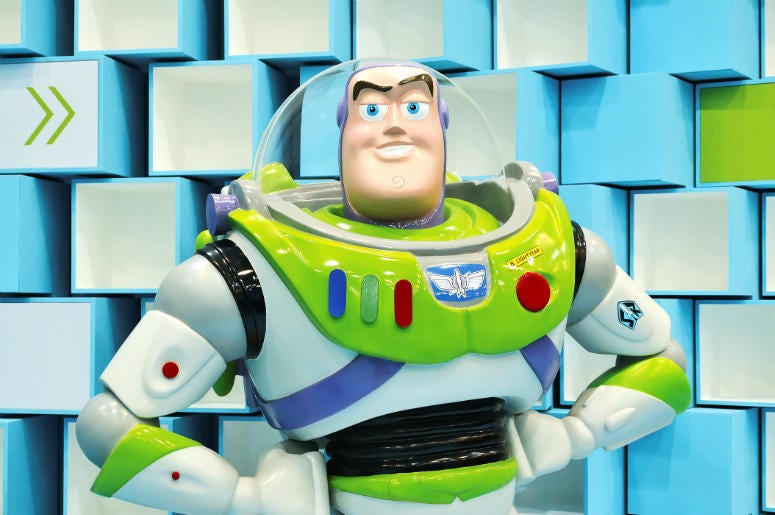 Toy Story's Buzz Lightyear Buzz lightyear statue in a Pixar and Disney exhibition held in Hong Kong Heritage Museum -- Pixar 30 Years of Animation: Hong Kong Celebration of Friendship and Family