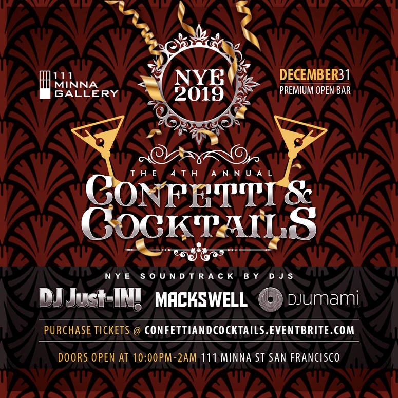 Confetti and Cocktails NYE 2019 with DJ Umami Confetti and Cocktails NYE 2019 with DJ Umami