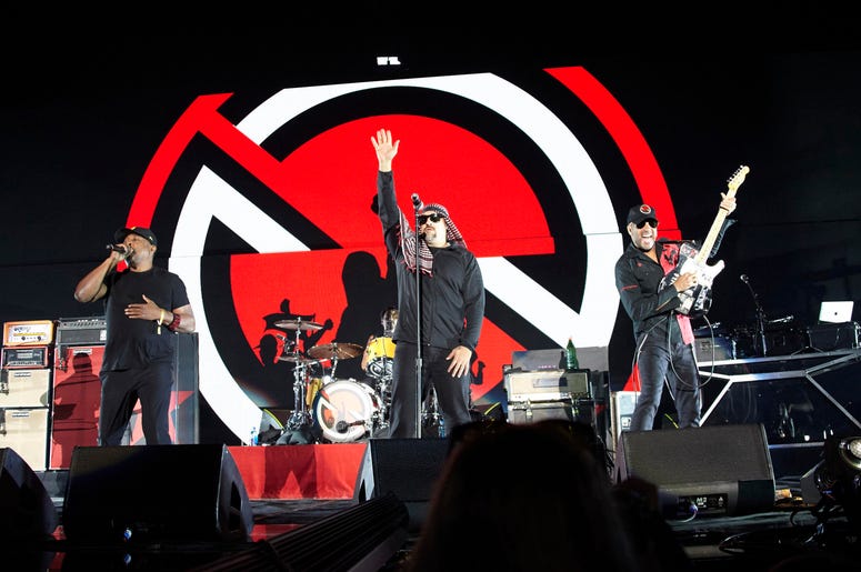 Chuck D, B-Real, and Tom Morello of Prophets of Rage perform onstage during KROQ Almost Acoustic Christmas 2017 Chuck D, B-Real, and Tom Morello of Prophets of Rage perform onstage during KROQ Almost Acoustic Christmas 2017