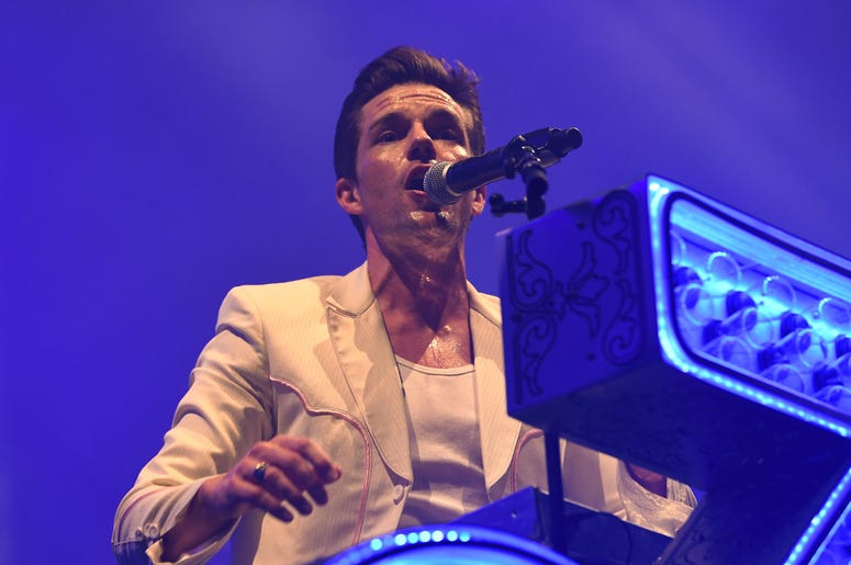 Brandon Flowers of The Killers performs at American Airlines Arena Brandon Flowers of The Killers performs at American Airlines Arena