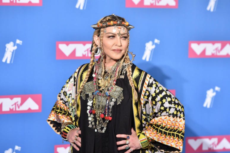 Madonna poses in the press room at the 2018 MTV Video Music Awards Madonna poses in the press room at the 2018 MTV Video Music Awards