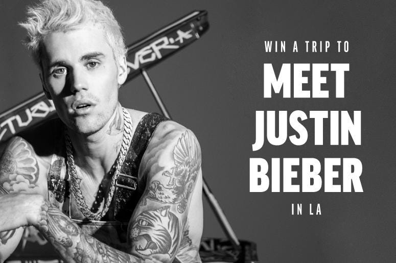 justin bieber win meet and greet