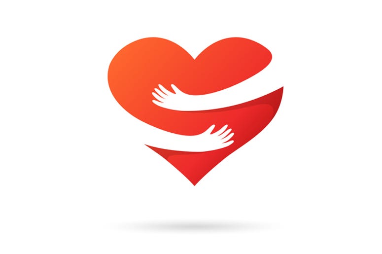 Red Heart with Helping Hands around it