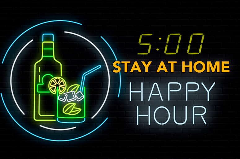 Happy Hour drinks and neon