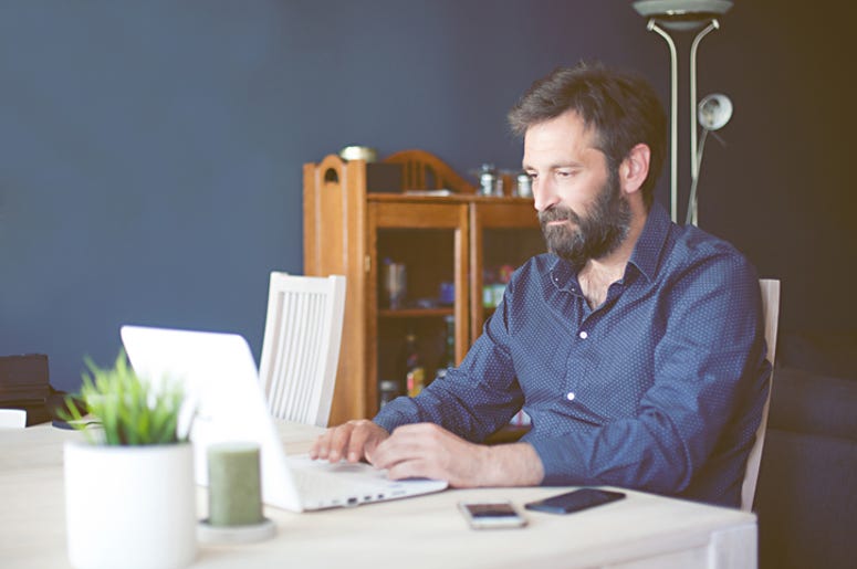 Male working from home