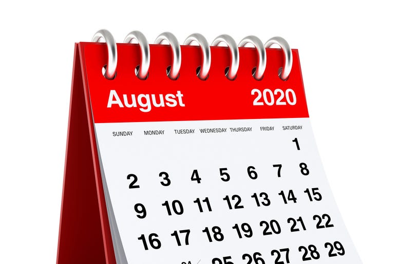 August 2020 Calendar