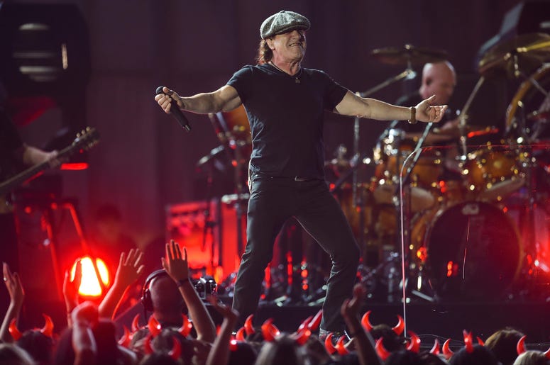 AC/DC lead vocalist Brian Johnson performs AC/DC lead vocalist Brian Johnson performs