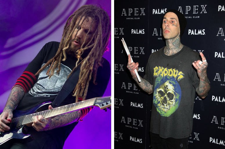 Korn's Brian "Head" Welch and blink-182's Travis Barker Korn's Brian "Head" Welch and blink-182's Travis Barker