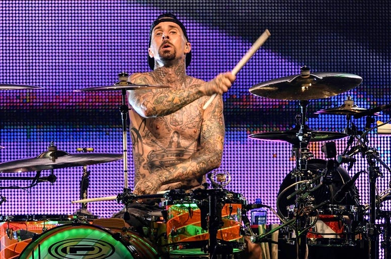 West Palm Beach, FL, USA; Blink-182 drummer Travis Barker performs at Perfect Vodka Amphitheater West Palm Beach, FL, USA; Blink-182 drummer Travis Barker performs at Perfect Vodka Amphitheater