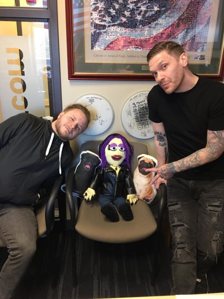 Brent and Zack from Shinedown surprise Mistress Carrie in studio