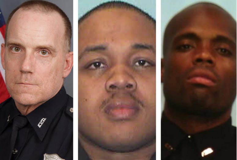 APD officers (l-r) Claud, Streeter, and Jones are among 6 charged with various offenses in the arrest of 2 college students during protests in Atlanta. APD officers (l-r) Claud, Streeter, and Jones are among 6 charged with various offenses in the arrest of 2 college students during protests in Atlanta.