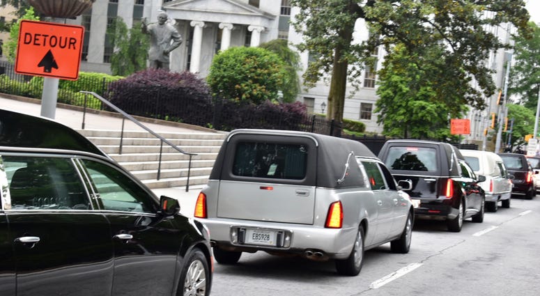 Hearses from various Atlanta funeral homes were at the GA Capitol Thursday to protest "reopening of Georgia" during the COVID-19 pandemic Hearses from various Atlanta funeral homes were at the GA Capitol Thursday to protest "reopening of Georgia" during the COVID-19 pandemic