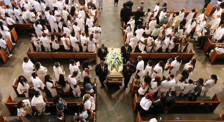 Family and friends dressed in white remembered Rayshard Brooks at Ebenezer Baptist Church in Atlanta Family and friends dressed in white remembered Rayshard Brooks at Ebenezer Baptist Church in Atlanta