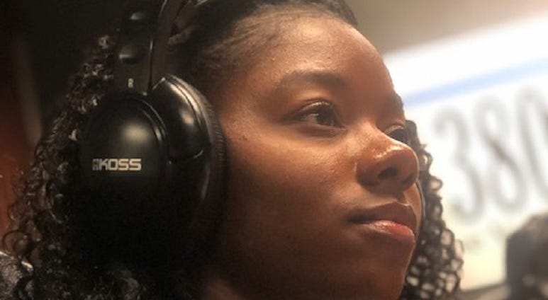 Laney Broussard inside WAOK studio in Atlanta, Ga 7/17/19 Laney Broussard Senior at Woodstock High School