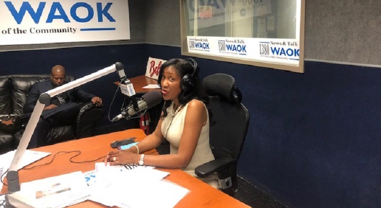 Derrick Boazman with Fulton County Commissioner Natalie Hall in WAOK Studios 9/30/19 Derrick Boazman with Fulton County Commissioner Natalie Hall in WAOK Studios 9/30/19