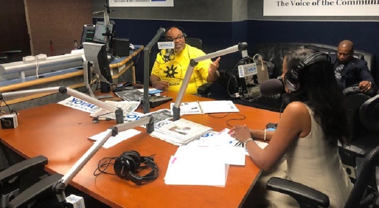 Derrick Boazman with Fulton County Commissioner Natalie Hall in WAOK Studios 9/30/19 Derrick Boazman with Fulton County Commissioner Natalie Hall in WAOK Studios 9/30/19