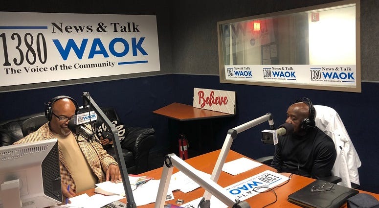 Derrick Boazman speaking with Carl Ware on 10/15/19 Derrick Boazman with Carl Ware