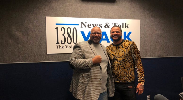 Derrick Boazman talking with Anthony Dirrell in WAOK studio 2/10/2020 Derrick Boazman with Anthony Direll at WAOK