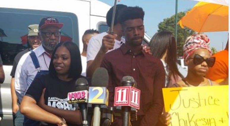 Seen in video during confrontations with police, Chikesia Clemons (l) and Anthony Wall (r) participated in Friday's protest in metro Atlanta