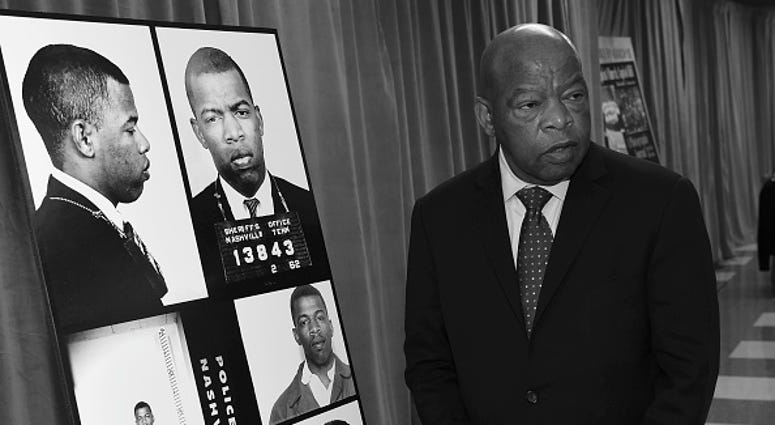 Congressman/Civil Rights Icon John Lewis views for the first time images and his arrest record for leading a nonviolent sit-in at Nashville's segreated lunch counters, March 5, 1963. Congressman/Civil Rights Icon John Lewis views.