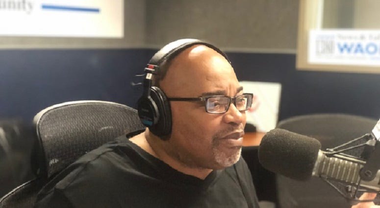 Derrick Boazman inside the WAOK studio in Atlanta, GA Derrick Boazman in WAOK STUDIO