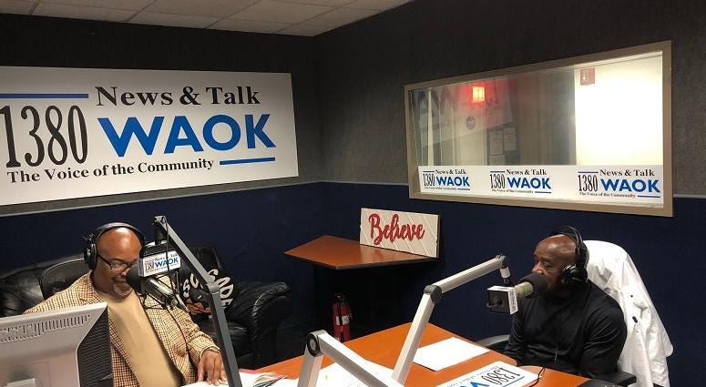 Derrick Boazman speaking with Carl Ware on 10/15/19 Derrick Boazman with Carl Ware