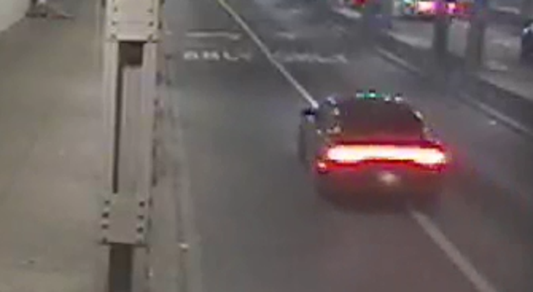 A surveillance image of the Dodge Charger involved in a hit-and-run crash that left a 59-year-old woman injured in the West Loop