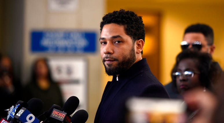 Actor Jussie Smollett talks to the media before leaving Cook County Court after his charges were dropped, Tuesday, March 26, 2019, in Chicago. Actor Jussie Smollett talks to the media before leaving Cook County Court after his charges were dropped, Tuesday, March 26, 2019, in Chicago.