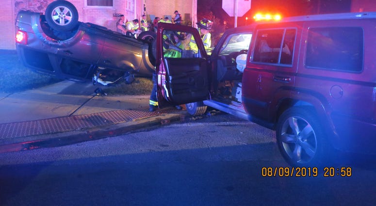Riverside authorities investigate a rollover crash that sent an entire family to a hospital on Aug. 9, 2018. Riverside authorities investigate a rollover crash that sent an entire family to a hospital on Aug. 9, 2018.