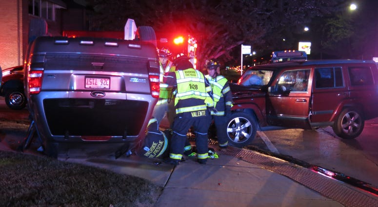 Riverside authorities investigate a rollover crash that sent an entire family to a hospital on Aug. 9, 2018. Riverside authorities investigate a rollover crash that sent an entire family to a hospital on Aug. 9, 2018.