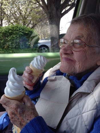 Monica Affleck With McDonald's Ice Cream Cones