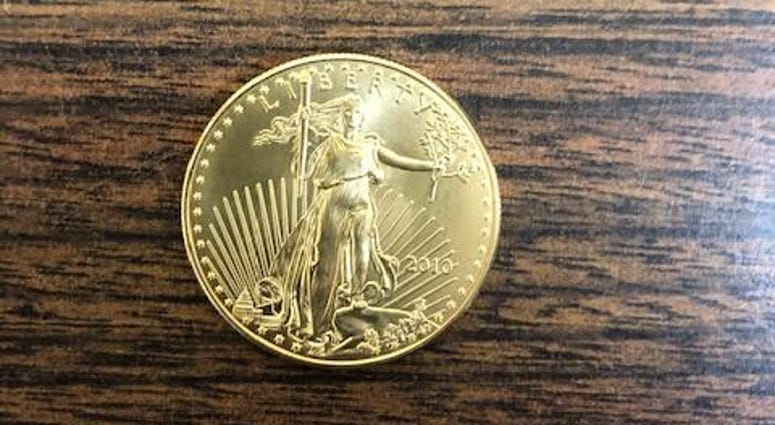 This gold coin was dropped into a Salvation Army kettle on Dec. 11, 2019 in Westchester.