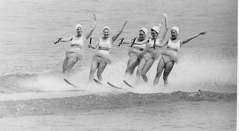 Skiers with TuTus