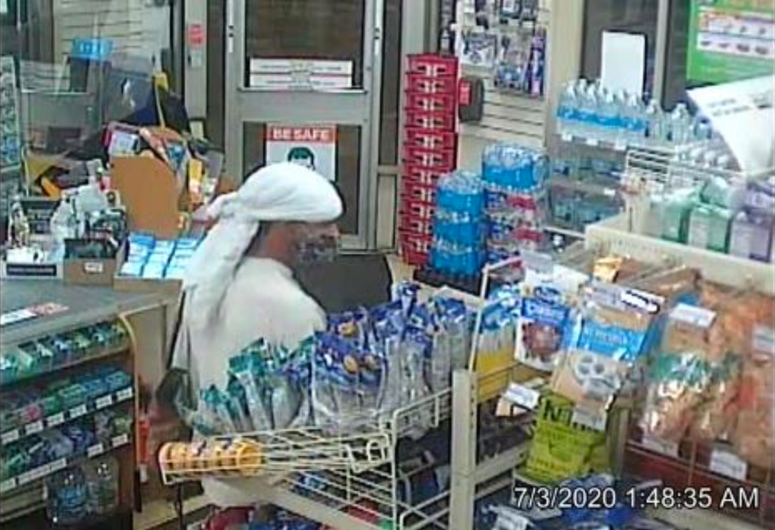 Police released surveillance images of the suspect in a robbery July 3, 2020, at the 7-Eleven store at 2619 N. Clark St.